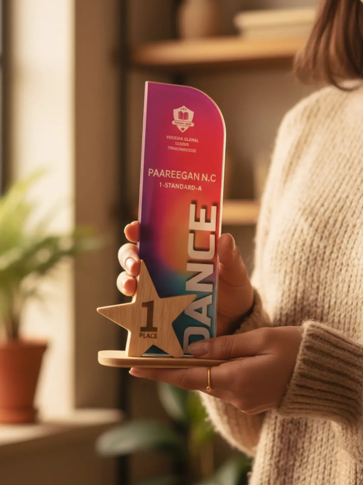  Unique dance trophy with acrylic design - distinctive award perfect for cultural day events and traditional dance competitions