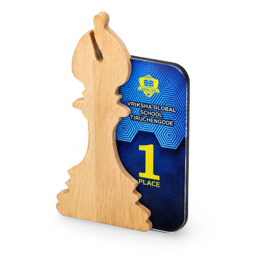 Custom bishop chess tournament trophy for district and state events