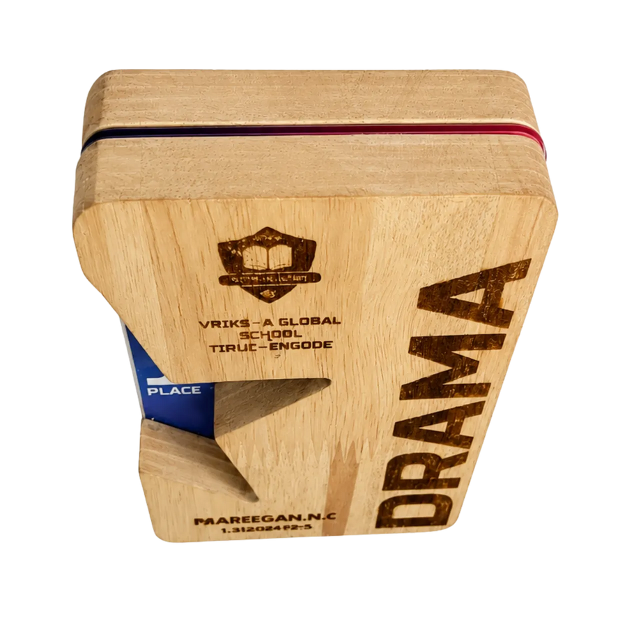 Drama trophy wood custom engraved school drama competition India