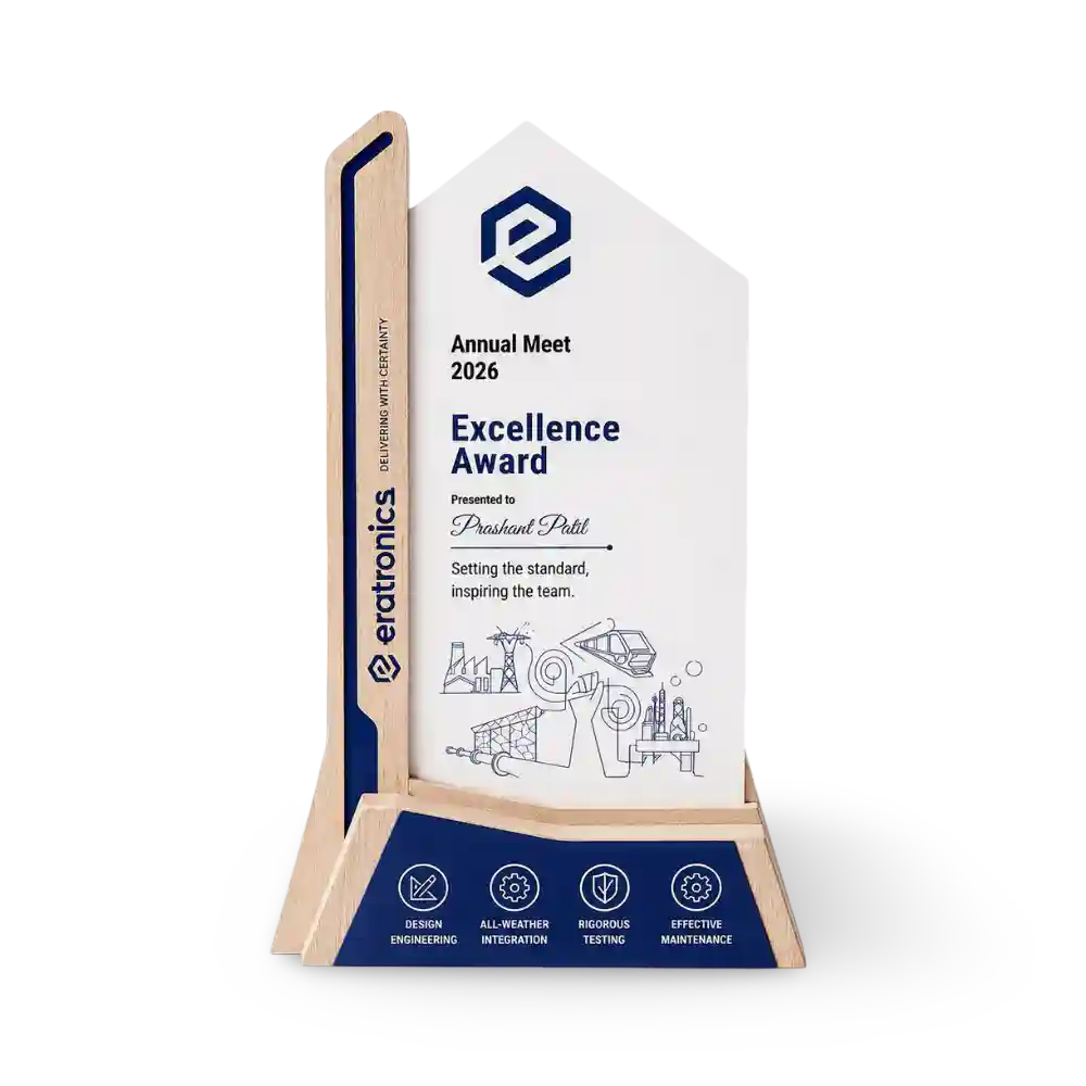 Employee excellence award custom wooden trophy acrylic plaque EcoTrophy India 