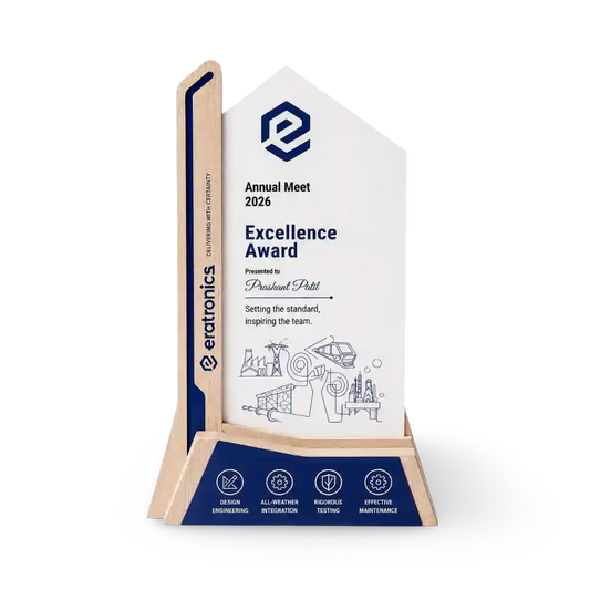 Employee excellence award custom wooden trophy acrylic plaque EcoTrophy India 