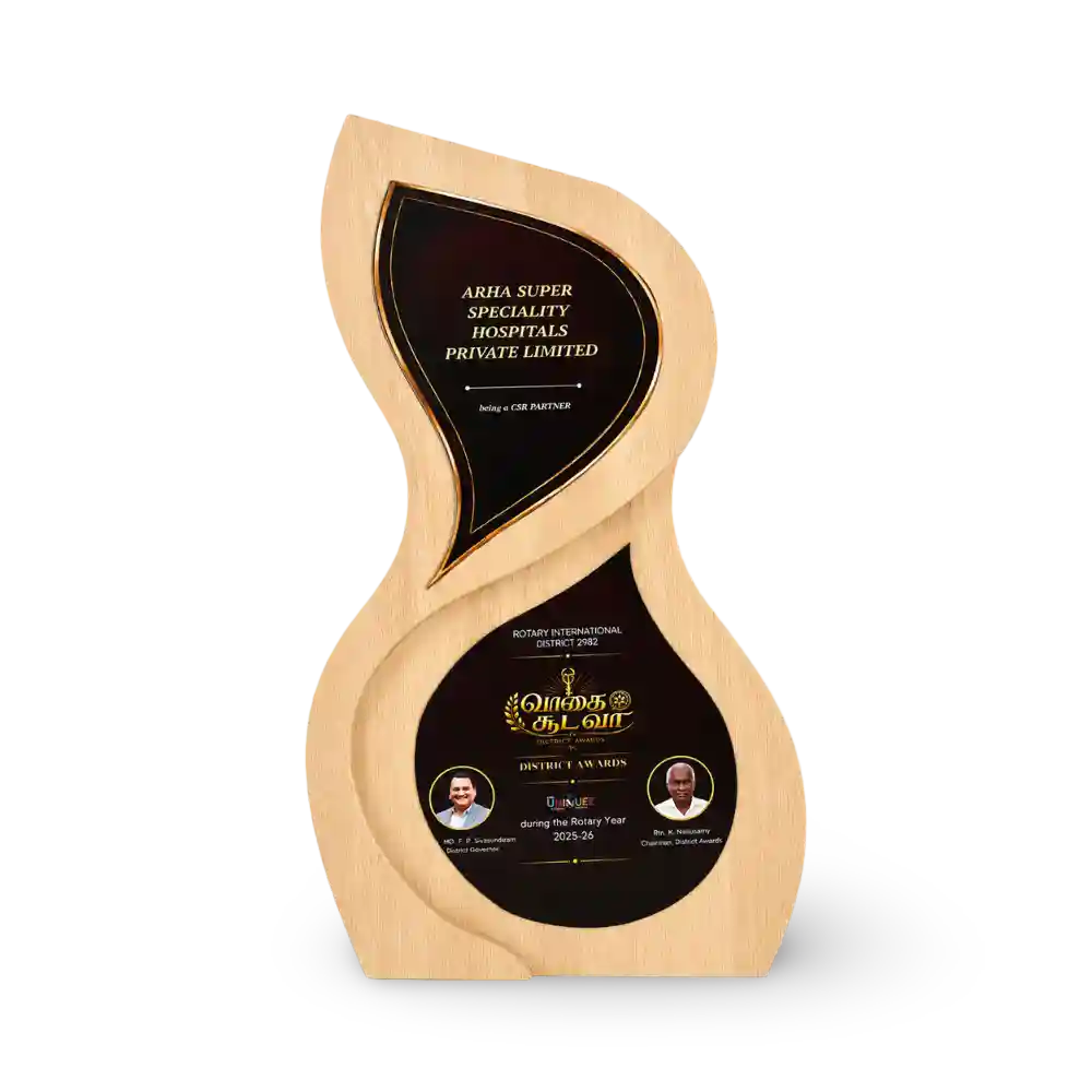 Engraved Wooden Corporate Trophy – Custom Appreciation Award