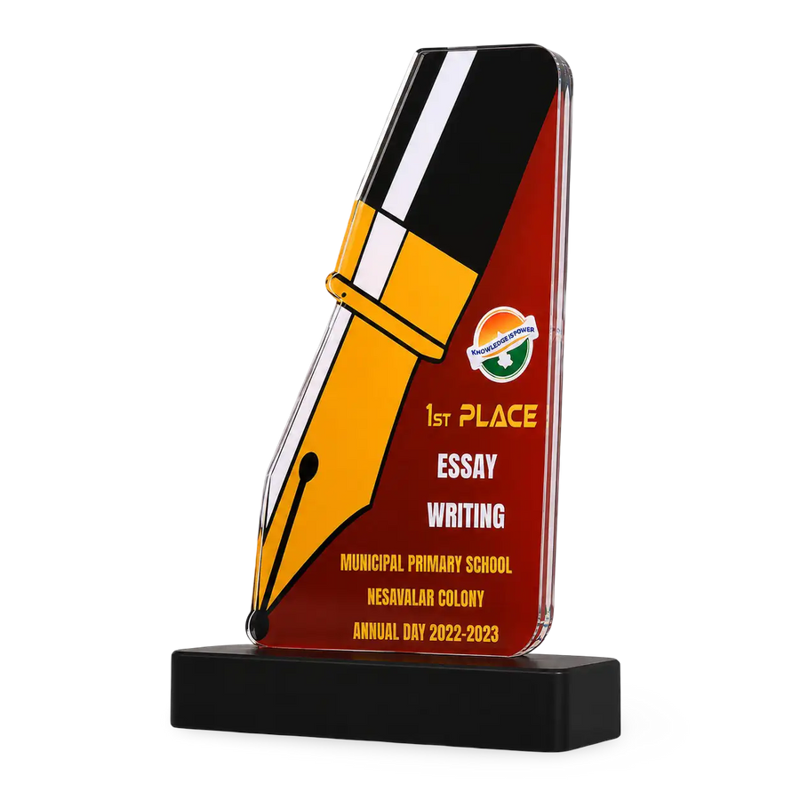 Essay writing award acrylic pen design custom engraved school India