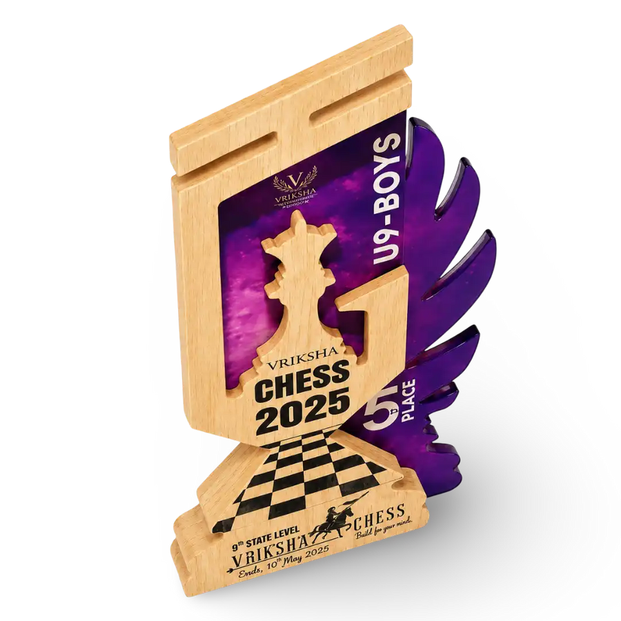 Engraved queen chess trophy for FIDE-rated tournament events