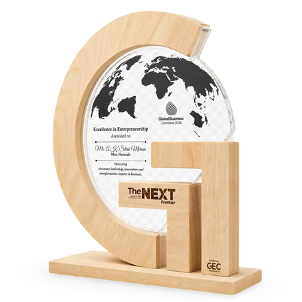 Corporate Excellence Trophy – Custom Globe Wooden Award