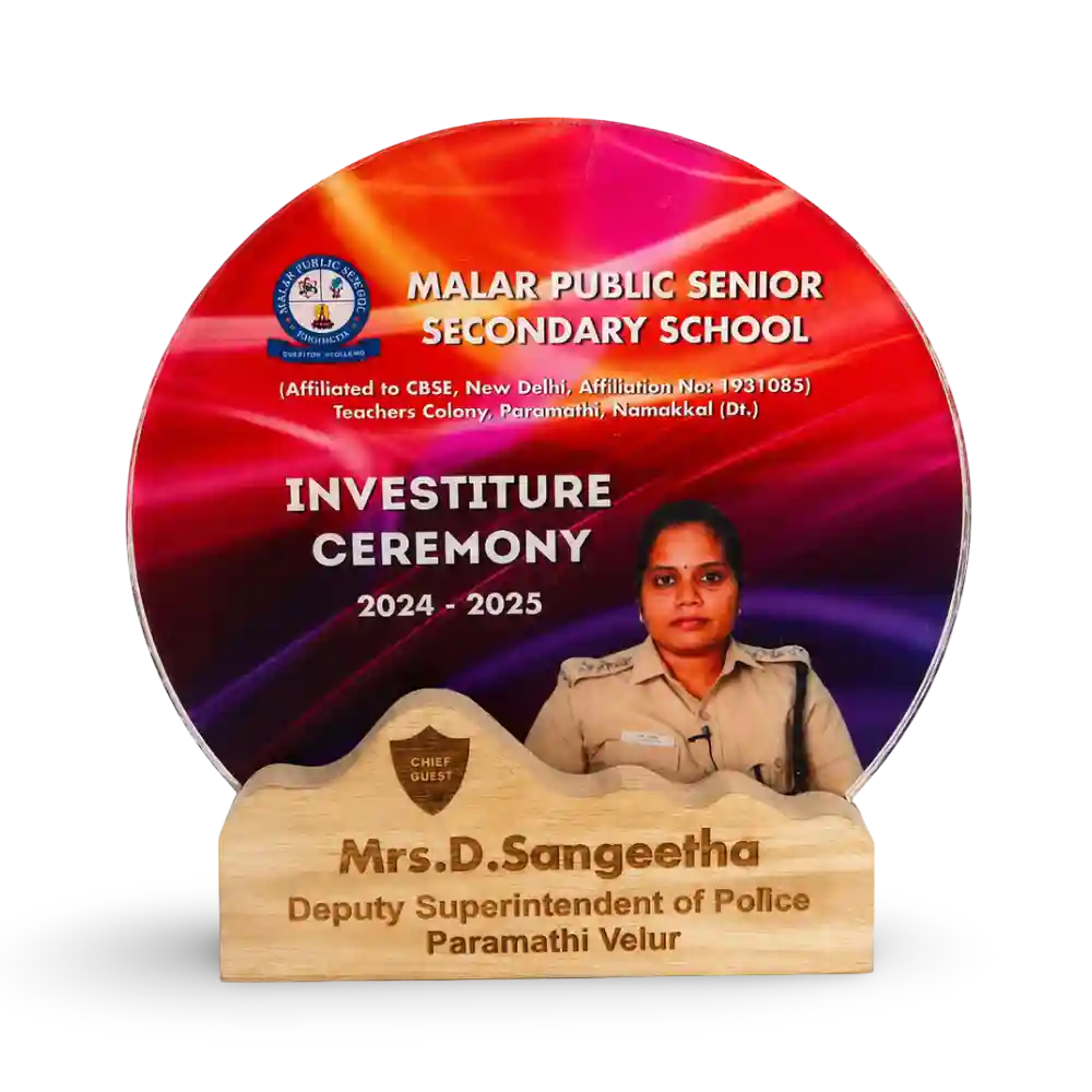 Chief guest trophy for a school investiture ceremony