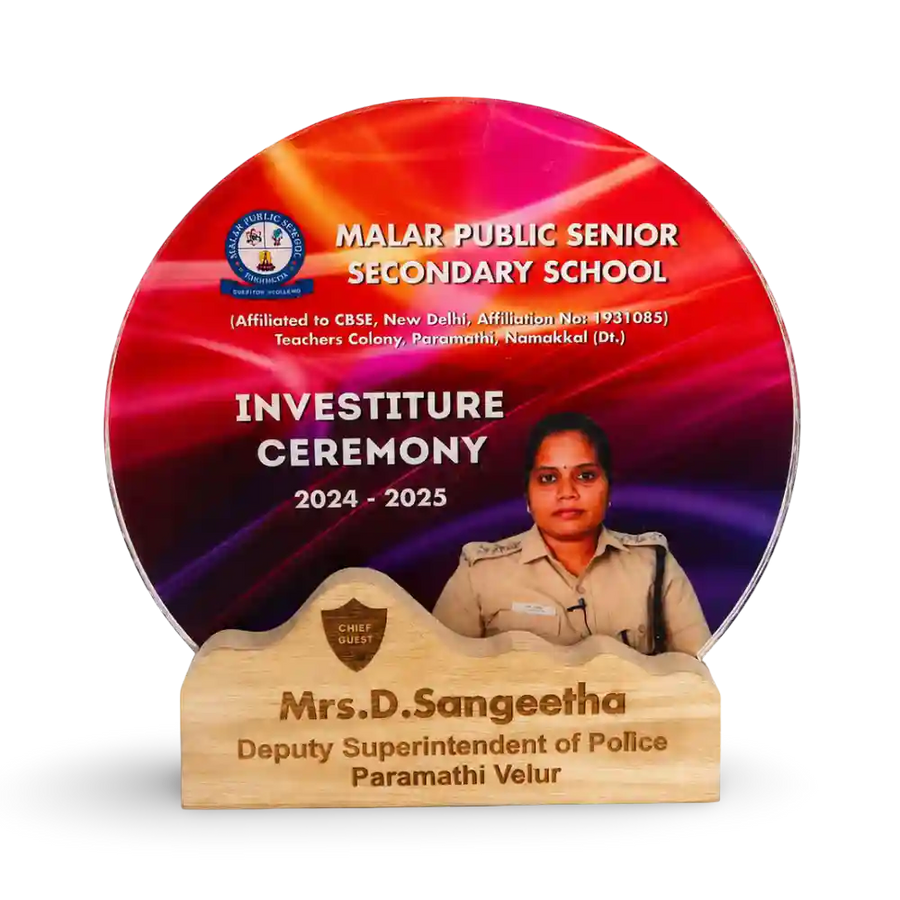 Chief guest trophy for a school investiture ceremony