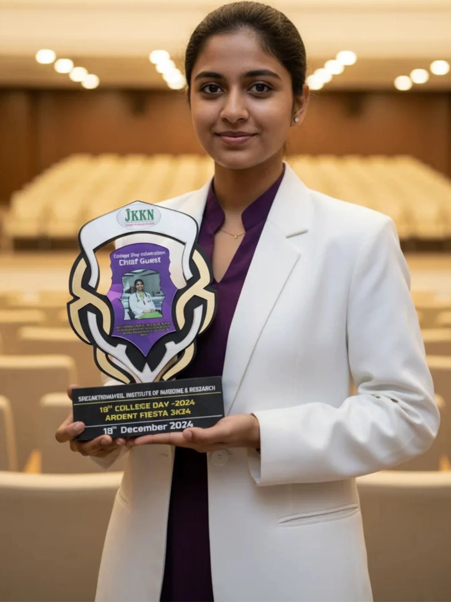 Size comparison of Chief Guest Trophy for Honoring Dignitaries showing dimensions and scale
