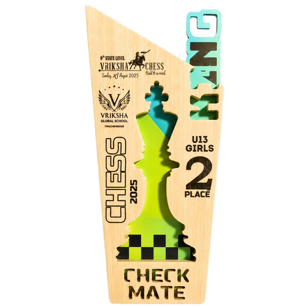 Wooden King Chess Trophy – Customized Sports Trophy for Tournaments