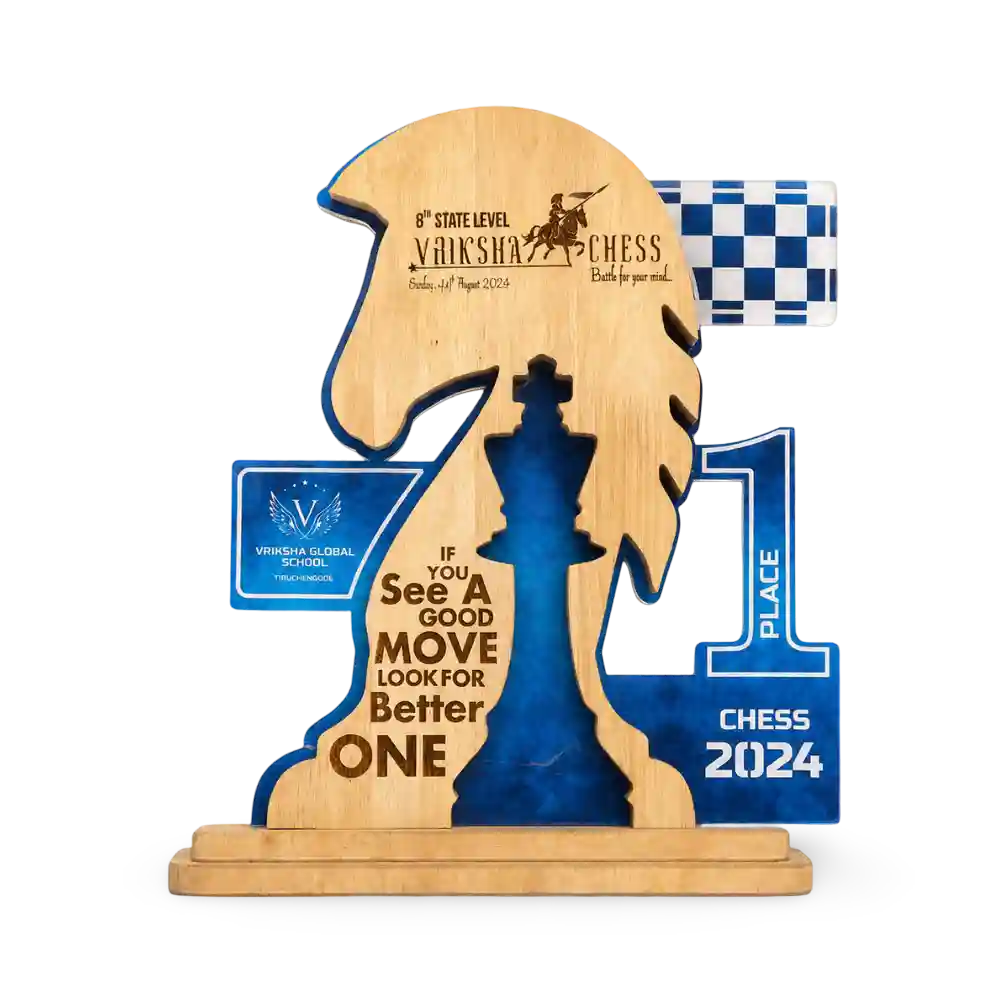 Knight chess trophy India premium chess champion award EcoTrophy