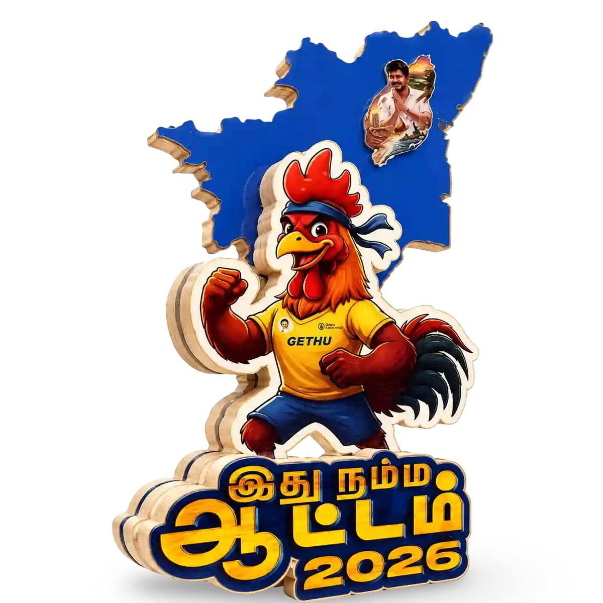 Custom Wooden Trophy Tamil Nadu – இது நம்ம ஆட்டம் 2026 Election Memento