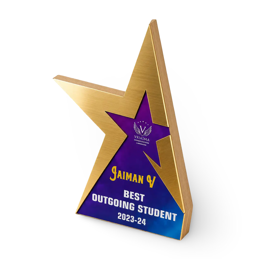 Outstanding student award shown in available size options