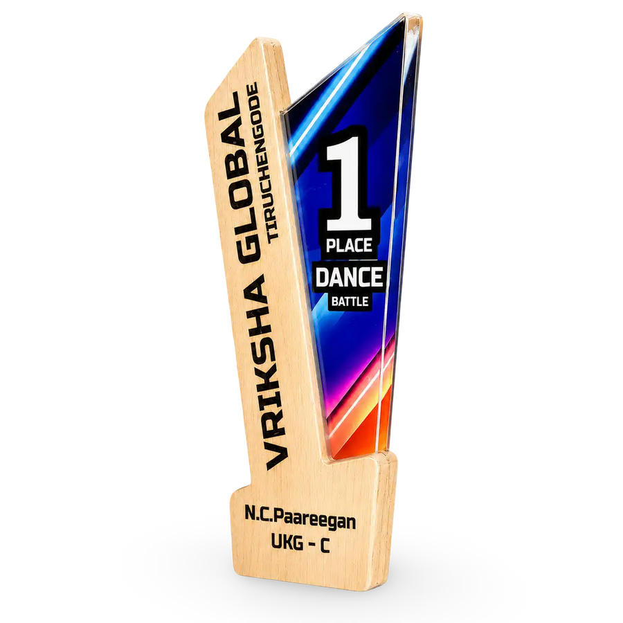 Custom dance performance award with engraved event details