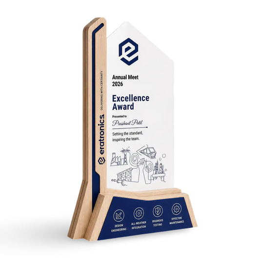 Employee excellence award wooden trophy custom engraving name designation India