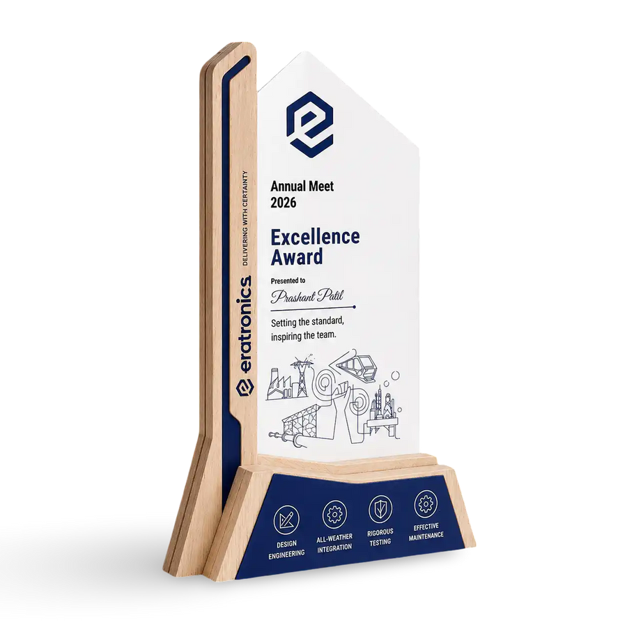 Employee excellence award wooden trophy custom engraving name designation India