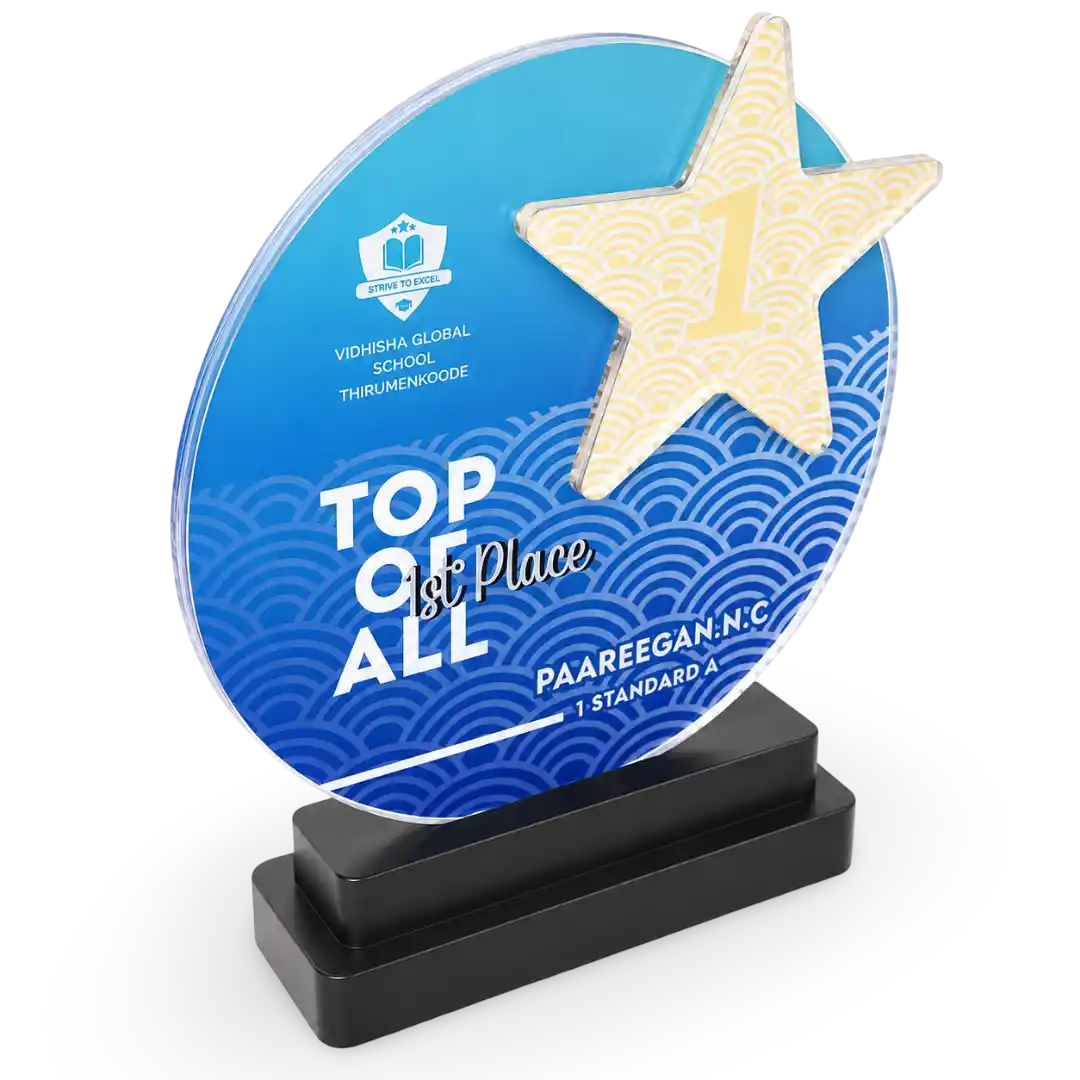 Premium crystal award star design 10 inch custom engraved for top performer EcoTrophy