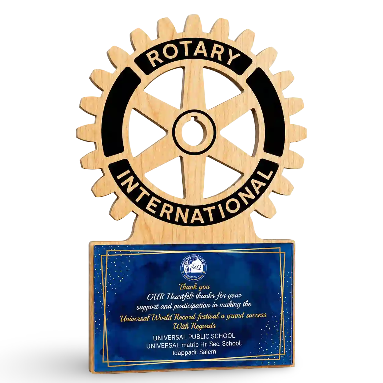 Wheel Rotary Trophy – Custom Rotary Club Award by EcoTrophy