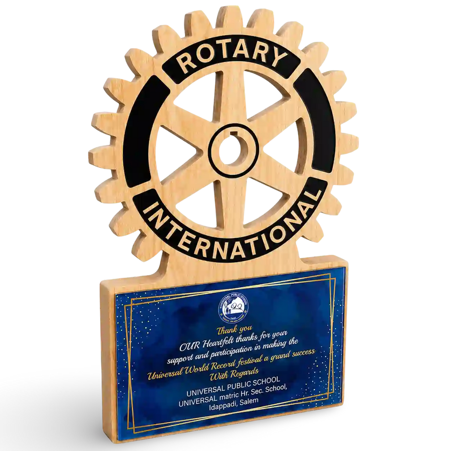 Rotary District Trophy – Custom Engraved Wheel Award for Service Excellence