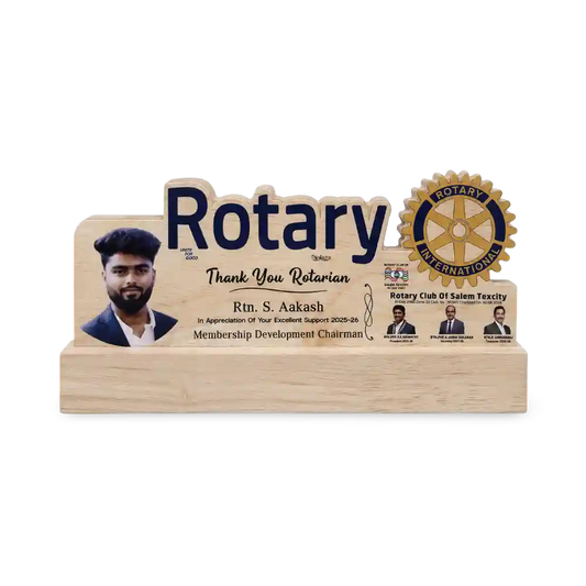 Rotary Club wooden memento custom photo cutout engraved award EcoTrophy India