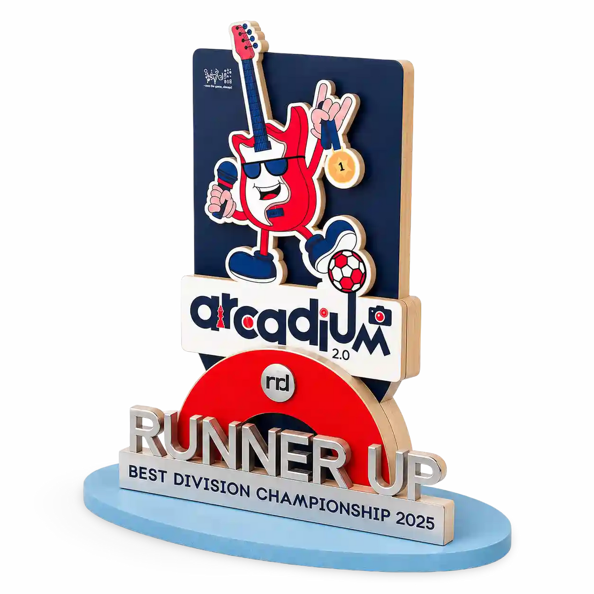 Acrylic and wooden multi-layer award with custom printed artwork