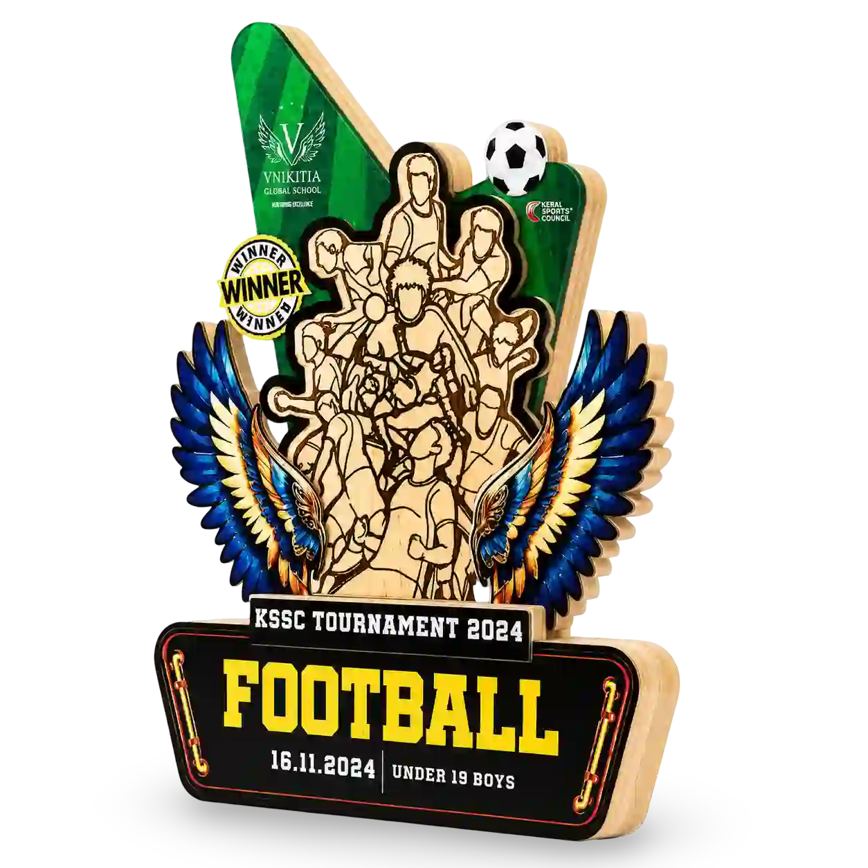 School and college football championship trophy