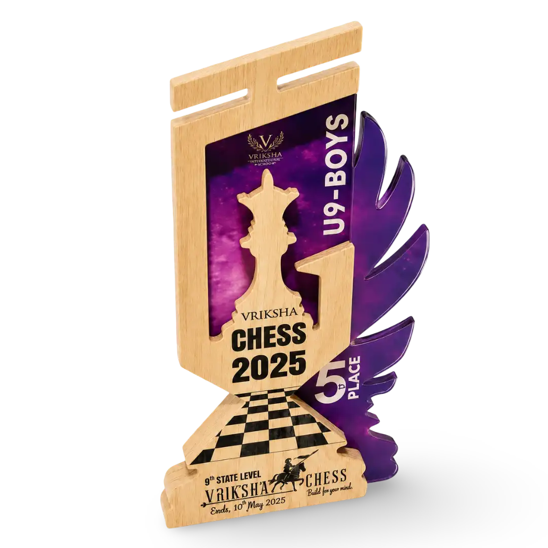 Custom queen chess award for school and college competitions