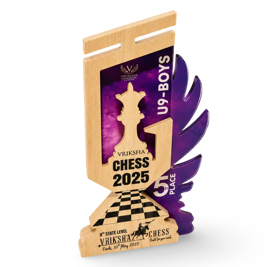 Custom queen chess award for school and college competitions