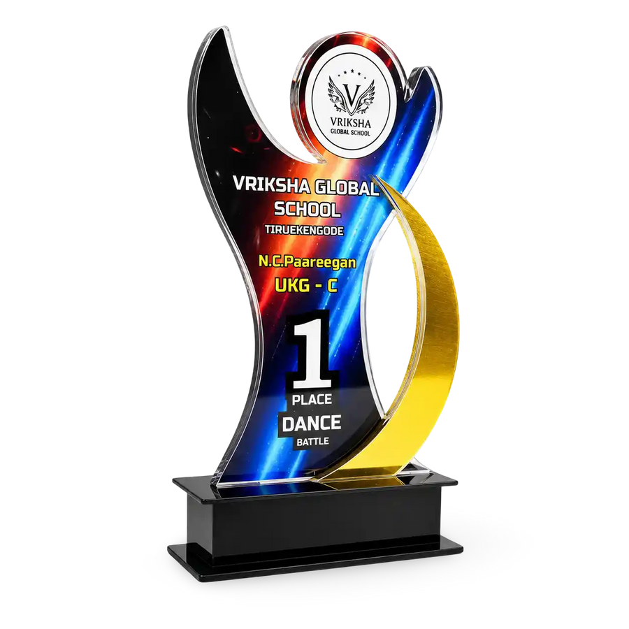 Acrylic dance trophy custom engraved school competition India
