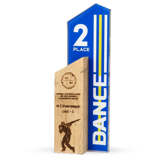 Dance second place trophy shield wood custom engraved school India