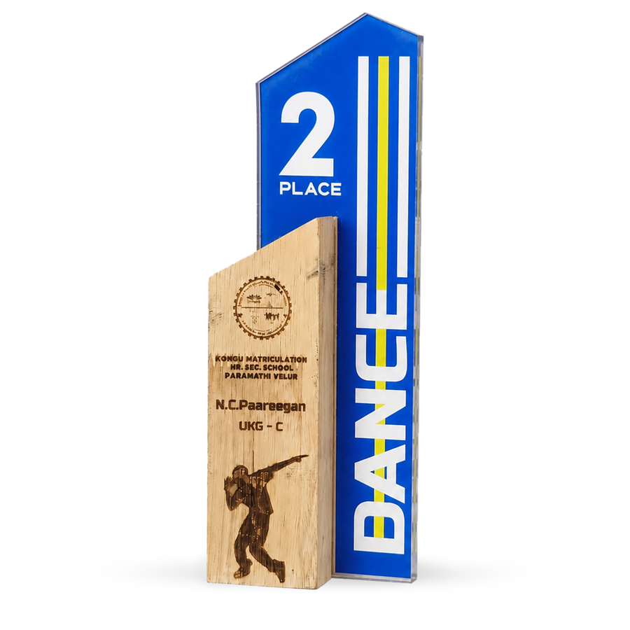 Dance second place trophy shield wood custom engraved school India