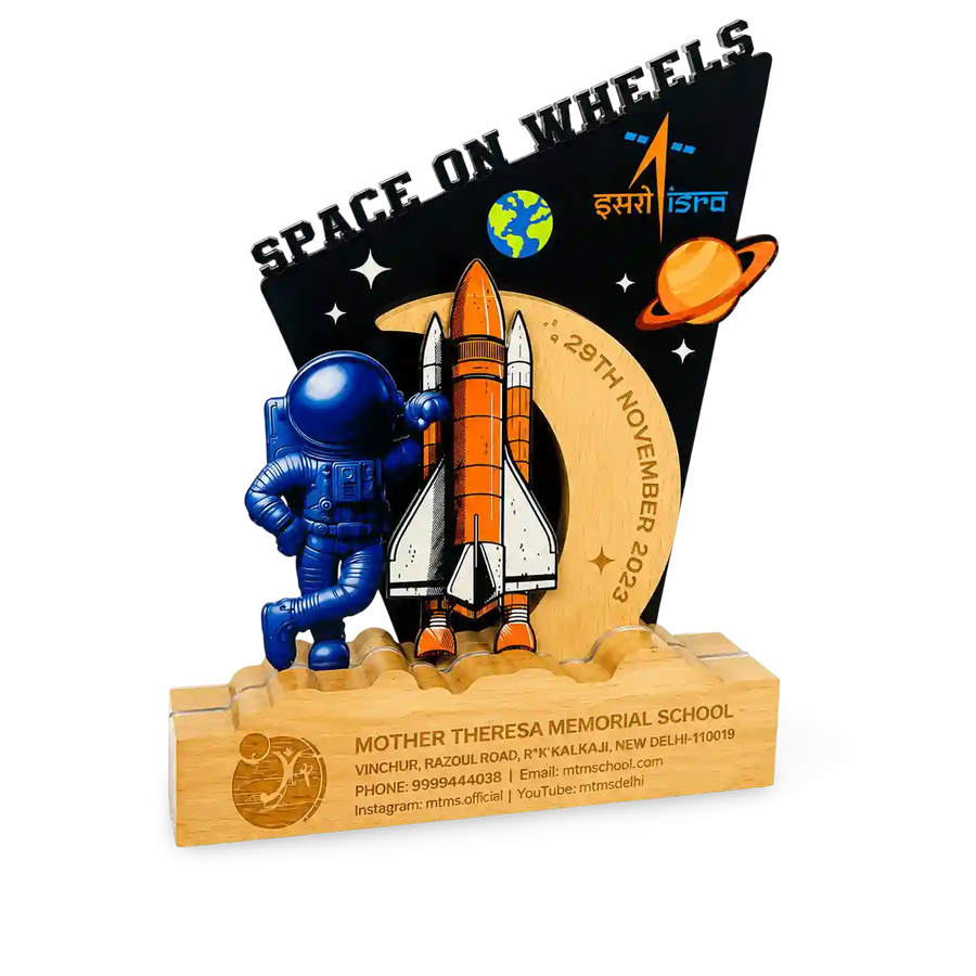 Space trophy astronaut rocket design science fair STEM India