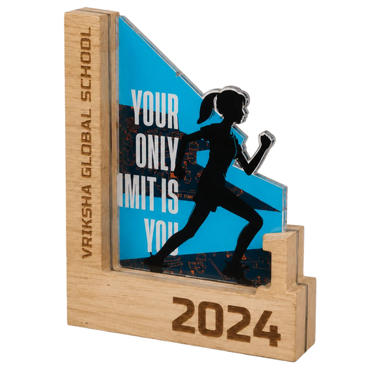 Sports day running trophy wood acrylic custom engraved India