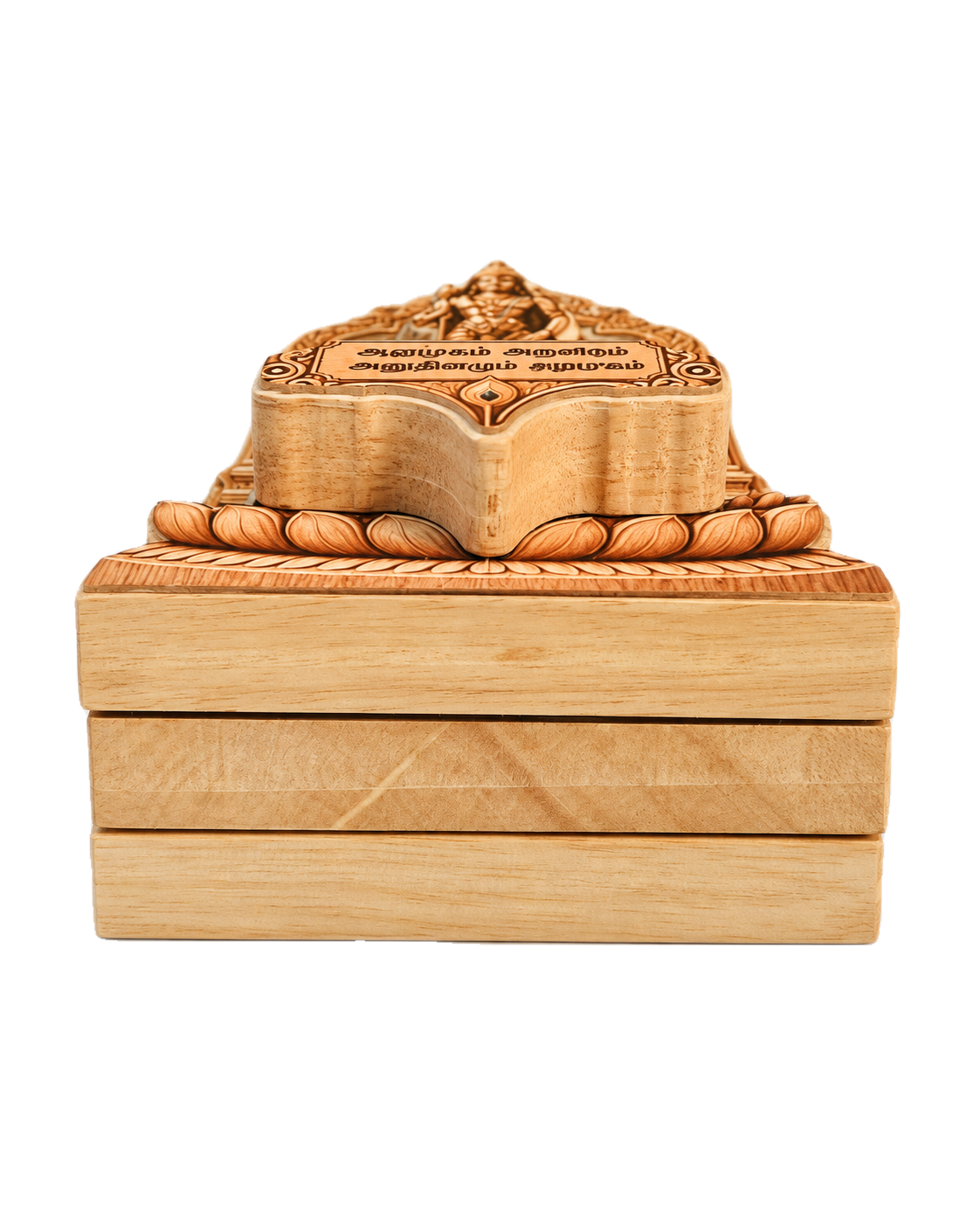 Murugan Wooden Idol with Arupadai Veedu plaque