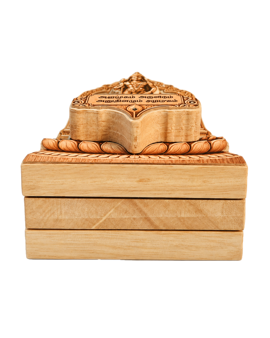 Murugan Wooden Idol with Arupadai Veedu plaque