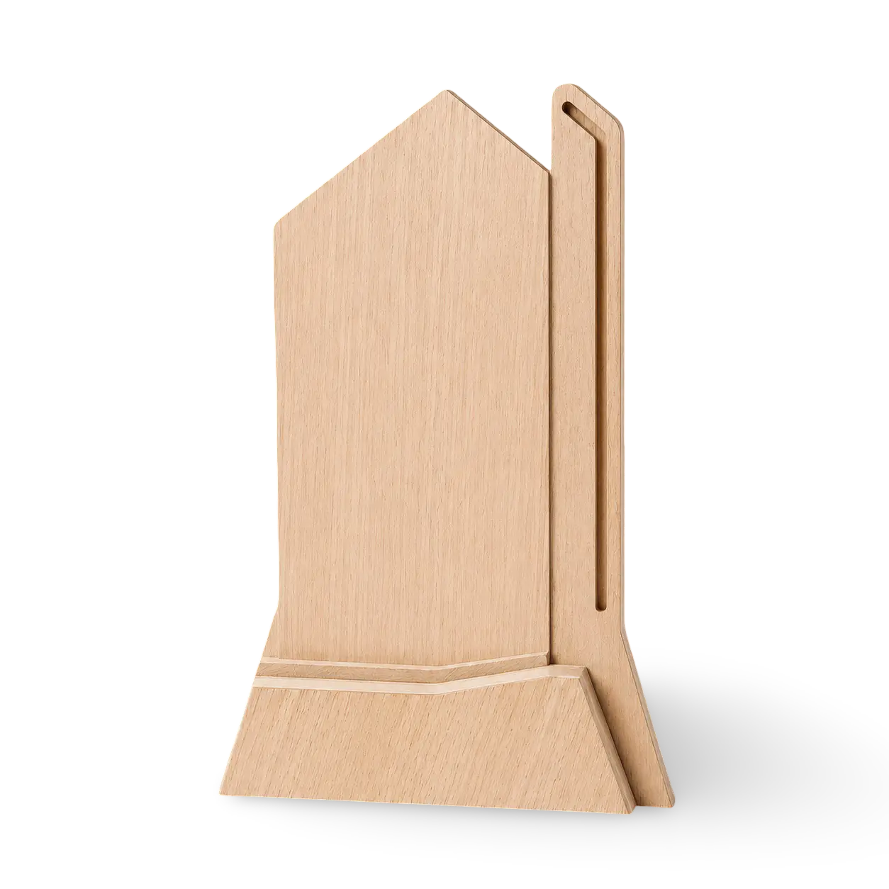 Wooden desk organizer with two compartments on a white background
