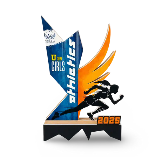 Athletics trophy with 'U19 Girls' and '2025' on a white background