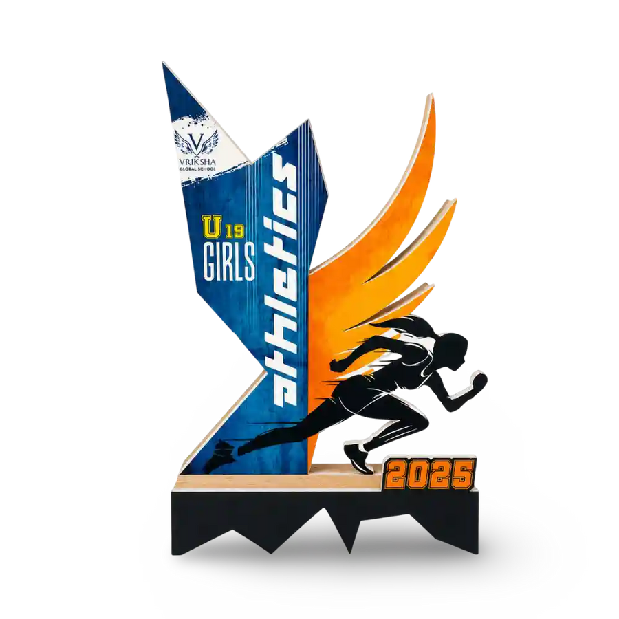 Athletics trophy with 'U19 Girls' and '2025' on a white background