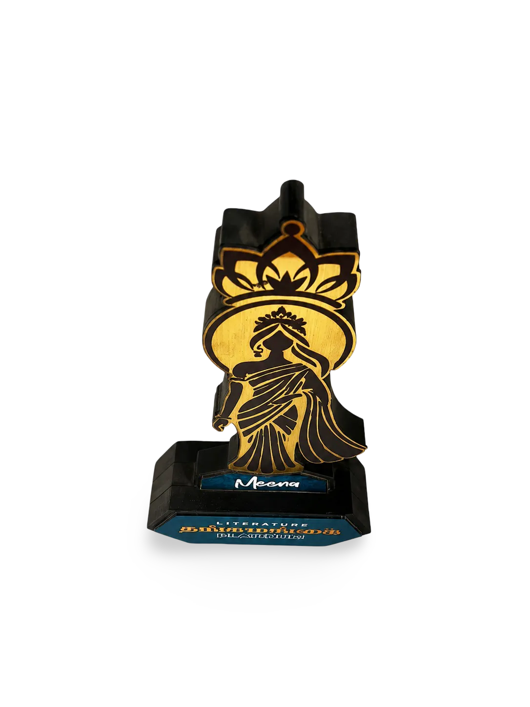 Women’s recognition trophy with gold-and-black design