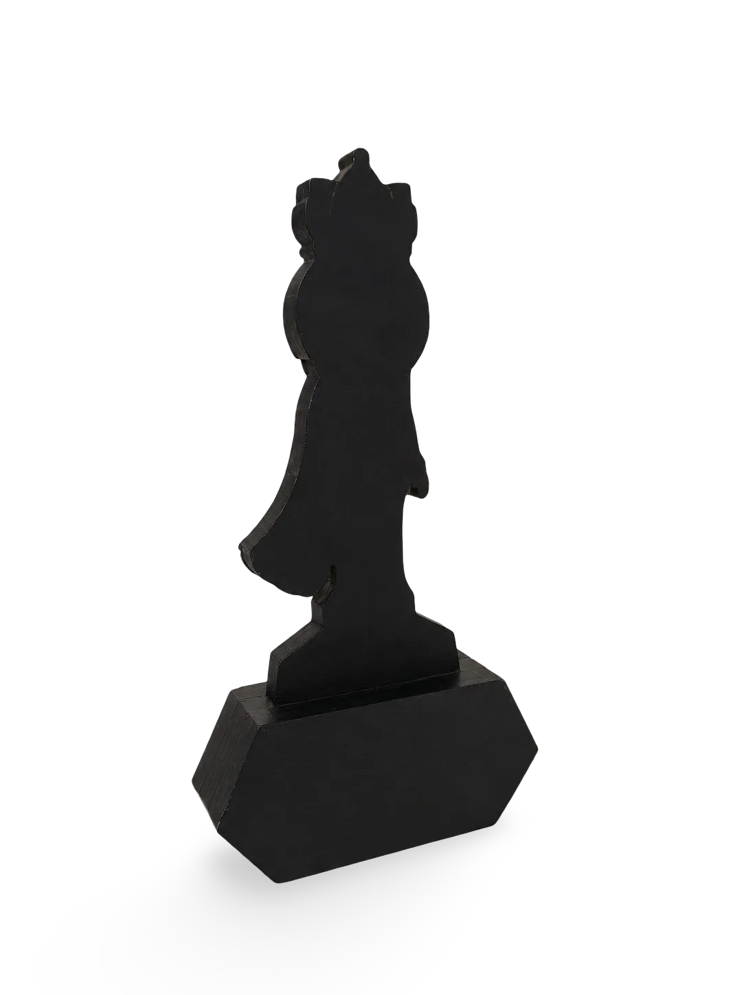 Black abstract achievement sculpture on a white background