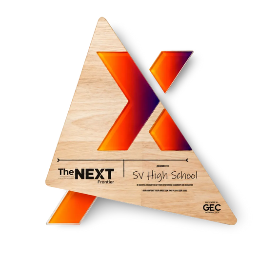 X shape trophy award in rubber wood and acrylic for corporate events India