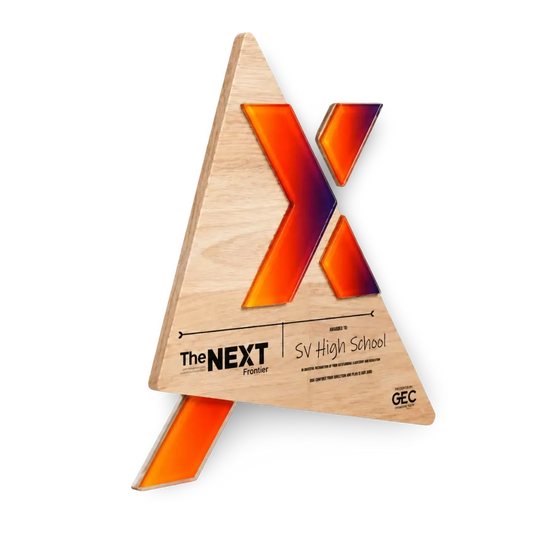 Premium X shape trophy eco-friendly rubber wood finish for sports competition